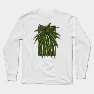 Vintage doodle illustration of Green Monstera Leaves Long Sleeve T-Shirt